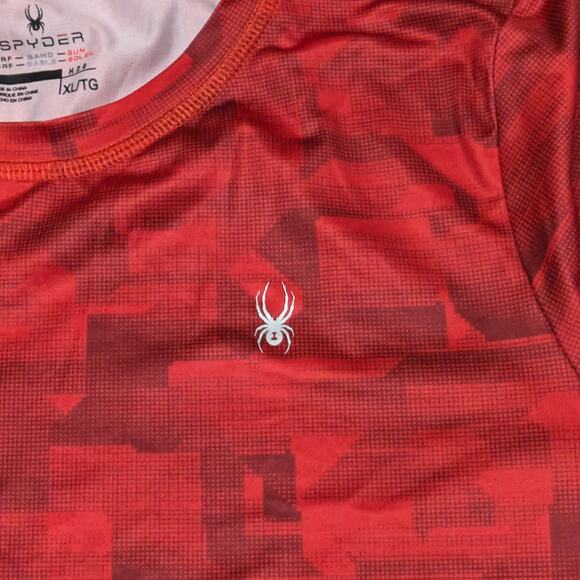 Spyder Boys XL Tshirt Red Athletic Performance H20 Surf UPF Wicking Short Sleeve - Picture 3 of 9